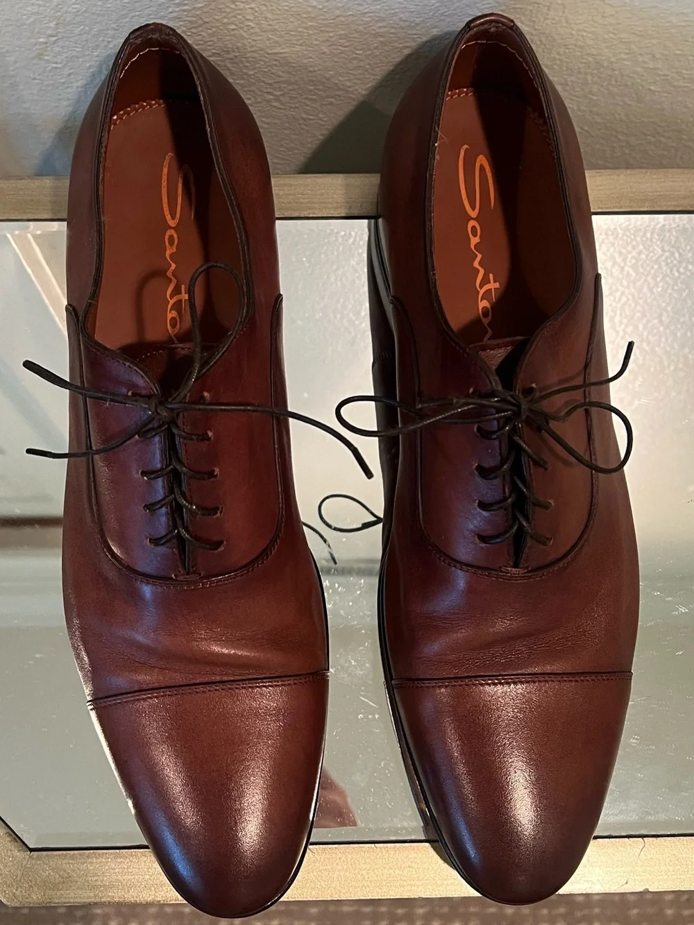 Santoni Men’s Darian-2 Brown Leather Cap-Toe Derby Oxfords Size 11.5